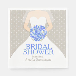 Servilleta De Papel Ducha de novia vestido con toallas grises azules