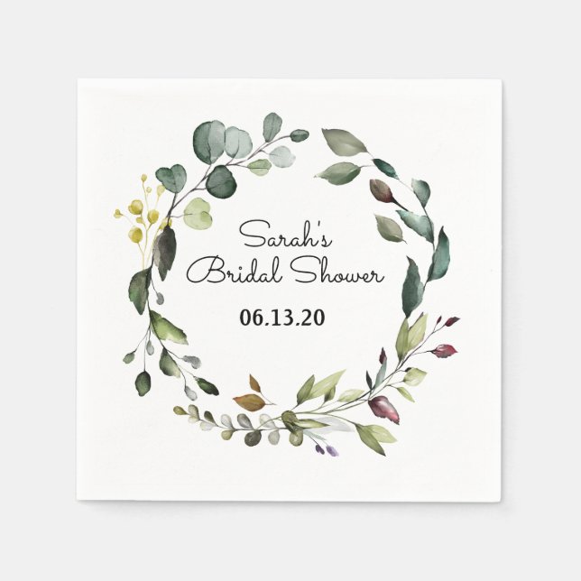 Servilleta De Papel Ducha de novia Vine verde Napkin Wreath (Anverso)