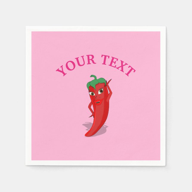 Servilleta De Papel Ducha De Novias De Fiesta Rosa Con Diva De Pimient (Anverso)