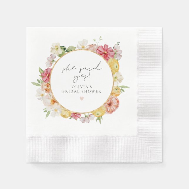 Servilleta De Papel Ducha de novias de primavera floral para pasteles  (Anverso)