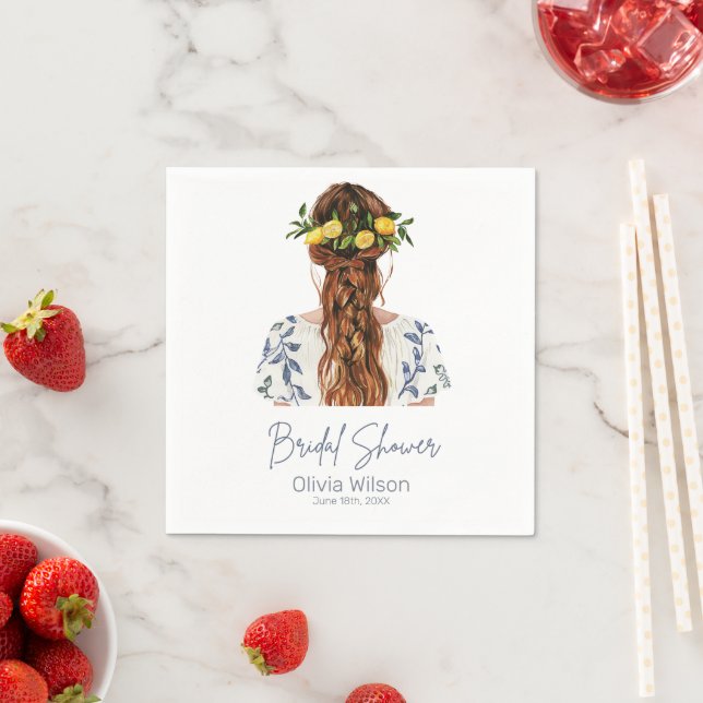 Servilleta De Papel Ducha de novias en verano mediterráneo limón (In situ)