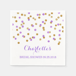 Servilleta De Papel Ducha de novias Gold Purple Confetti