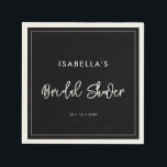 Servilleta De Papel Ducha de novias negra contemporánea<br><div class="desc">Una tipografía atrevida y de moda para tu papelería fiesta,  sencilla pero elegante con un tema blanco y negro.</div>