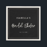 Servilleta De Papel Ducha de novias negra contemporánea<br><div class="desc">Una tipografía atrevida y de moda para tu papelería fiesta,  sencilla pero elegante con un tema blanco y negro.</div>