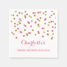 Ducha de novias Rosa Fuchsia Gold Confetti