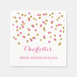 Servilleta De Papel Ducha de novias Rosa Fuchsia Gold Confetti