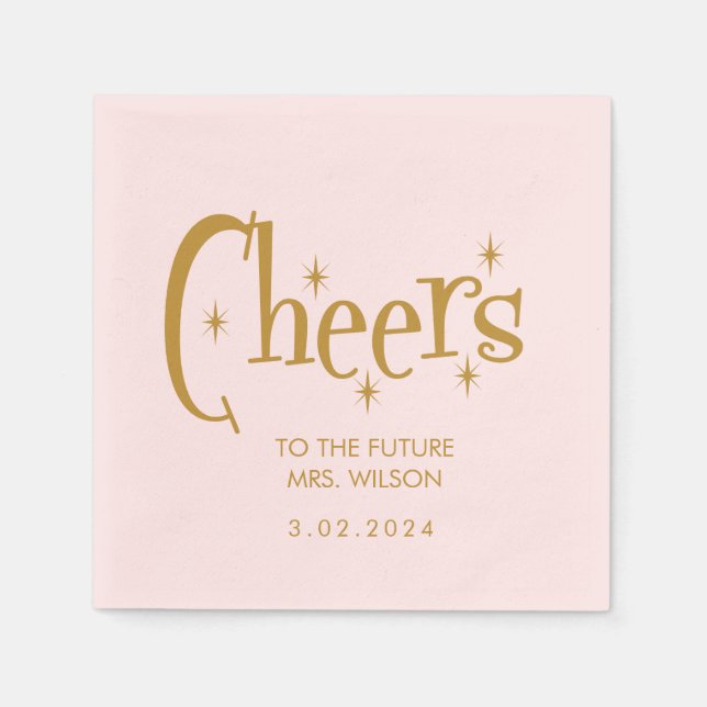 Servilleta De Papel Ducha de novias Rosa Pastel Retro (Anverso)