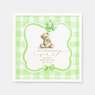 Servilleta De Papel Ducha de osito de gingham verde