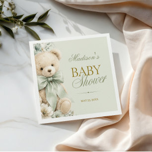 Servilleta De Papel Ducha de osito de peluche verde salvia clásico