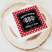 Ducha de parejas de barbacoa de gingham rojo rústi