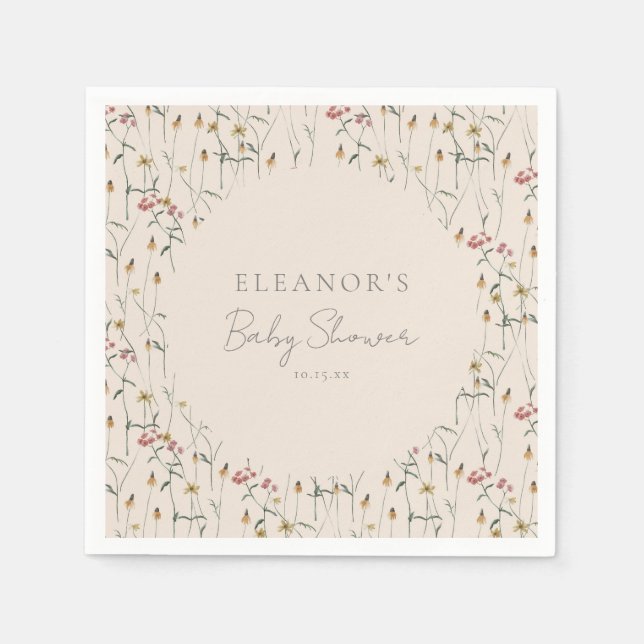 Servilleta De Papel Ducha de pradera de flores silvestres personalizad (Anverso)