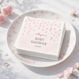 Servilleta De Papel Ducha Minimalista Floral Acuarela Rosa