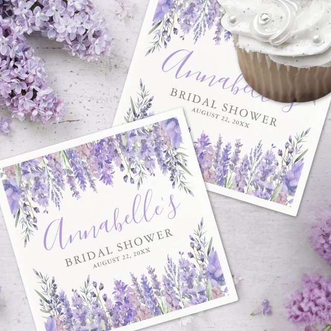 Servilleta De Papel Ducha Morada Floral Bridal (Purple Floral Bridal Shower Napkins)