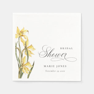 Servilleta De Papel Ducha Nupcial Acuarela Floral Narciso Amarillo