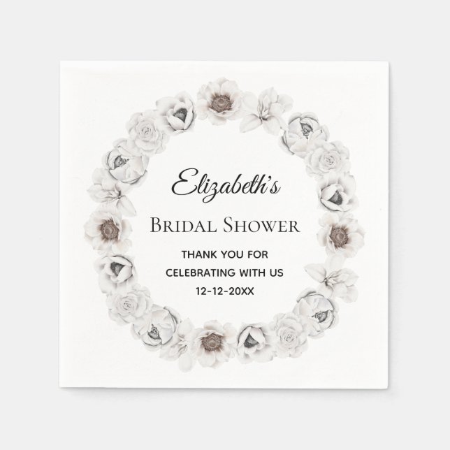 Servilleta De Papel Ducha nupcial Boho White Floral (Anverso)