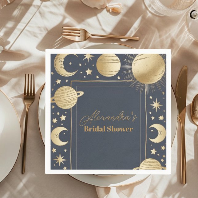 Servilleta De Papel Ducha nupcial Crescent Moon Gold Celestial de la M (Subido por el creador)