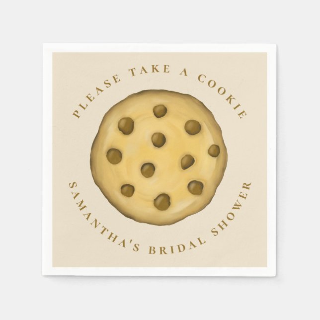 Servilleta De Papel Ducha nupcial Cute Whimsical Chocolate Chip Cookie (Anverso)