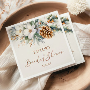 Servilleta De Papel Ducha nupcial de árbol de pino floral de invierno