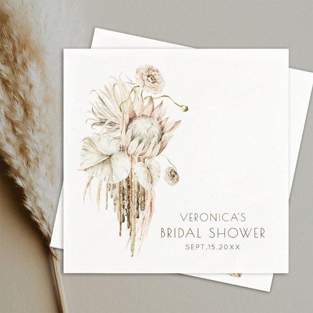 Servilleta De Papel Ducha nupcial de Boho Protea Pampas (Subido por el creador)