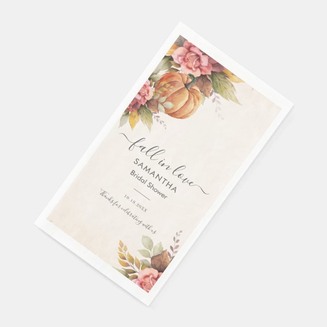 Servilleta De Papel Ducha Nupcial de Calabaza Enamórate del Otoño Hoja (Esquina)