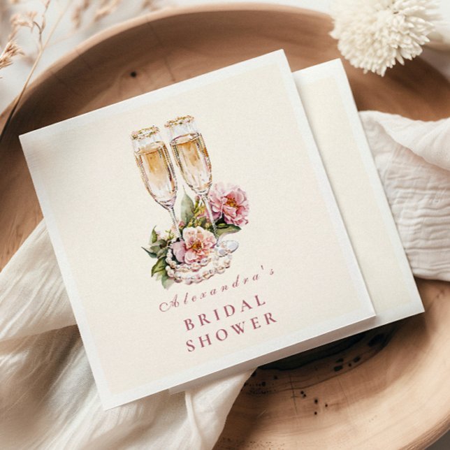 Servilleta De Papel Ducha nupcial de champagne Flutes y Perlas (Subido por el creador)