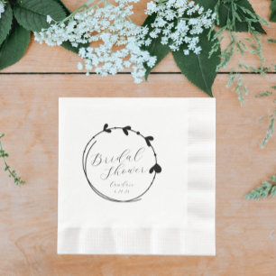 Servilleta De Papel Ducha nupcial de corazón simple negro