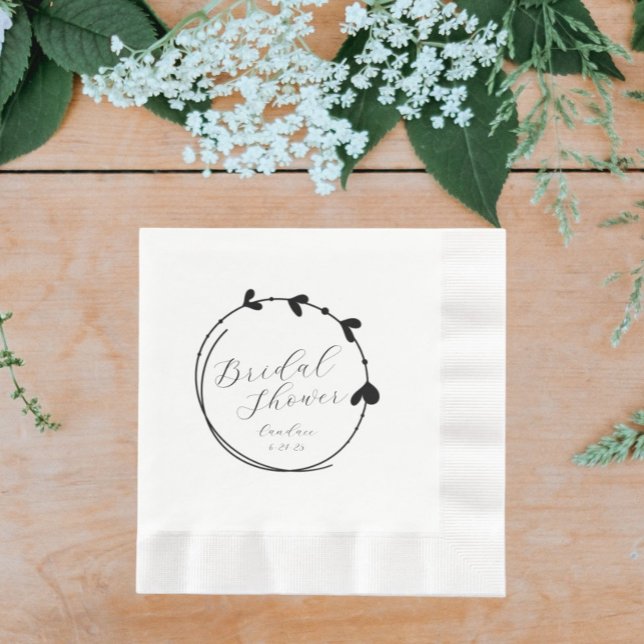 Servilleta De Papel Ducha nupcial de corazón simple negro (In Situ Wedding)