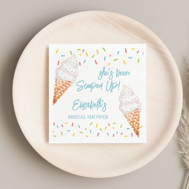 Servilleta De Papel Ducha nupcial de helado de crema escocesa personal (Scooped up ice cream bridal shower personalized napkins bridal shower tableware )