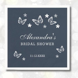 Servilleta De Papel Ducha nupcial de mariposa blanca de marea azul de