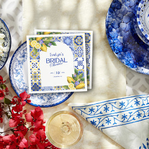 Servilleta De Papel Ducha nupcial de mosaico azul de mosaico italiano