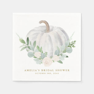Servilleta De Papel Ducha Nupcial de Otoño Calabaza Blanca Acuarela