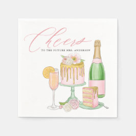Servilleta De Papel Ducha nupcial de primavera de torta de champán y g