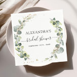 Servilleta De Papel Ducha nupcial Eucalyptus Greenery Succulent<br><div class="desc">Eucalyptus Greenery Succulent Botanical Watercolor Primavera Napkins sobre fondo blanco - incluye una tipografía de escritura hermosa y elegante con hojas botánicas modernas y vegetación para la celebración especial del Día de la Boda.</div>