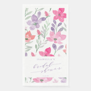 Servilleta De Papel Ducha Nupcial Floral Acuarela Rosa Púrpura Persona