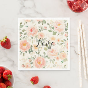 Servilleta De Papel Ducha Nupcial Floral de Melocotón Crema Bonita