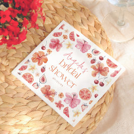 Servilleta De Papel Ducha Nupcial Floral de Naranja Cítrica