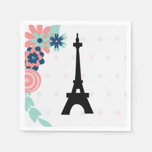 Servilleta De Papel Ducha Nupcial Floral Lunares París