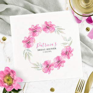 Servilleta De Papel Ducha Nupcial Flores Acuarela Rosa Sencillo