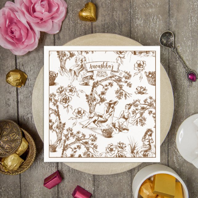 Servilleta De Papel Ducha nupcial marrón y blanca de Jouy (Subido por el creador)