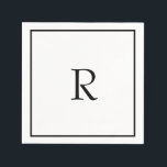 Servilleta De Papel Ducha nupcial Monogramas Nombre Boda blanco negro<br><div class="desc">Diseñado con una plantilla de texto para el primer formato monogramado que se puede personalizar!</div>