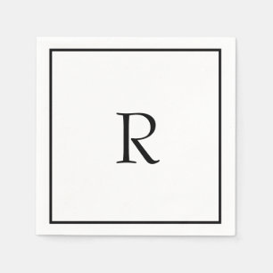 Servilleta De Papel Ducha nupcial Monogramas Nombre Boda blanco negro