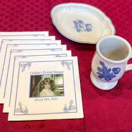 Servilleta De Papel Ducha nupcial Napkin - Tema azul con foto