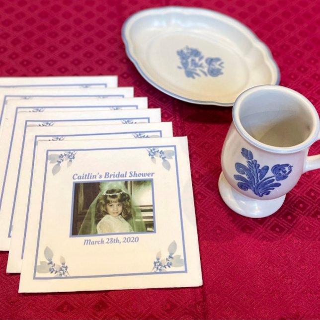 Servilleta De Papel Ducha nupcial Napkin - Tema azul con foto (Subido por el creador)