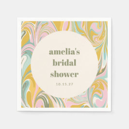 Servilleta De Papel Ducha Nupcial Personalizada Abstracta Amarillo Pas