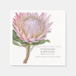 Servilleta De Papel Ducha nupcial Protea rosa floral moderna simple