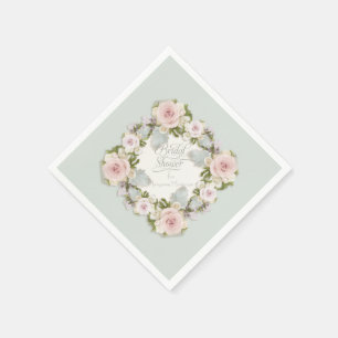 Servilleta De Papel Ducha nupcial Romántica Rosa Wreath Floral