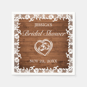 Servilleta De Papel Ducha nupcial Rusa de Madera y Lace Blanco