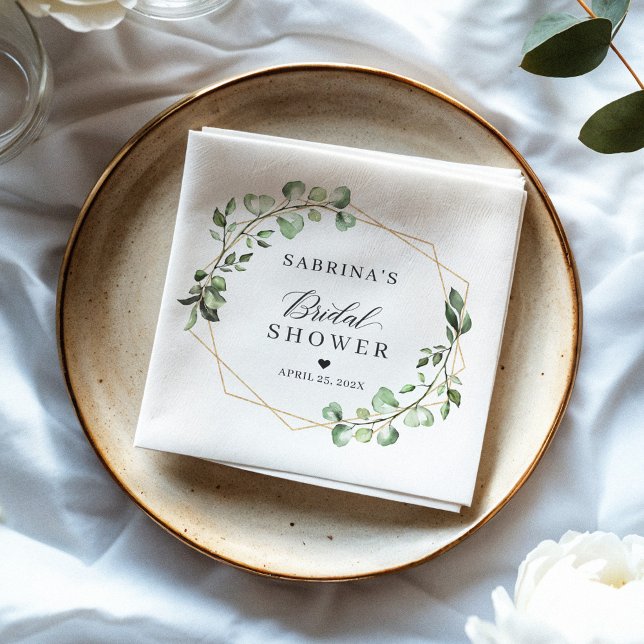 Servilleta De Papel Ducha nupcial Verdor Eucalyptus deja geométrico (Subido por el creador)