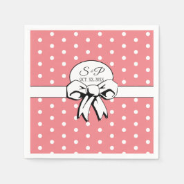 Servilleta De Papel Ducha nupcial Vintage Polka Dots Bows PInk y Blanc