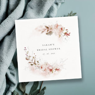 Servilleta De Papel Ducha Otoñal Marsala Rubor Floral Ducha Nupcial